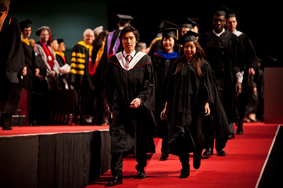 Representatives of the student body march in the procession.