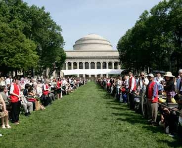 Guests line the walkway into Killian Court during last year's Commencement exercises.