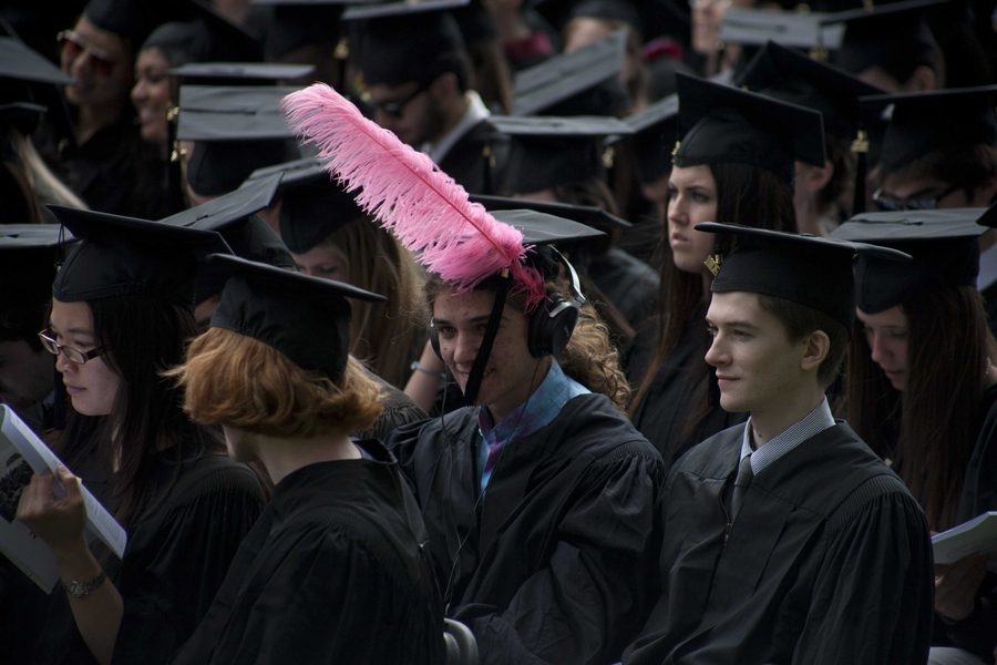 A common theme at MIT: fancy adornments to students' mortarboards.