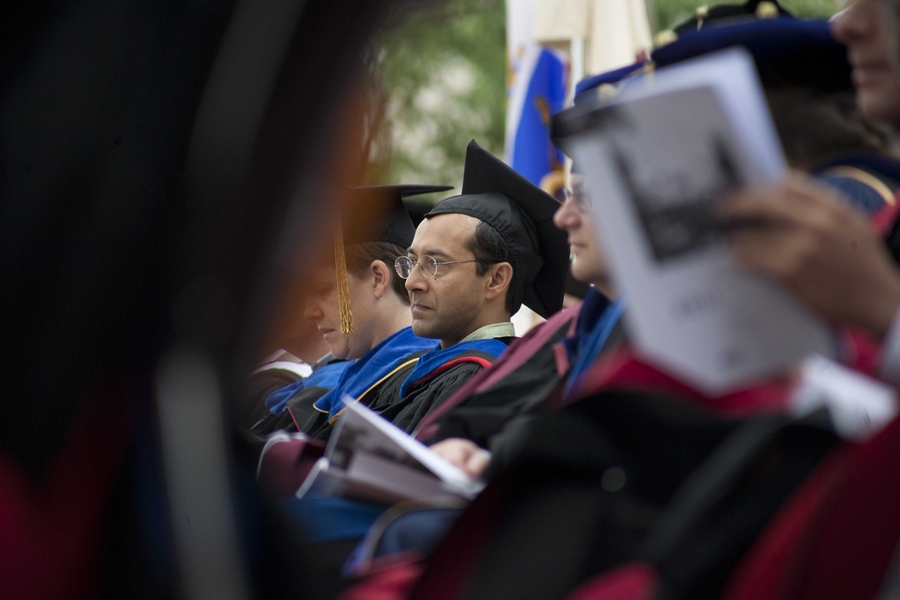 Graduates await the start of the Commencement ceremonies.