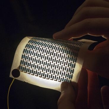 After several more layers are deposited, the finished product is a flexible, foldable, bendable solar cell printed on paper.
