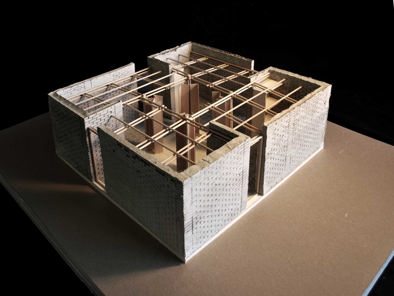 A model of the house with the roof removed.