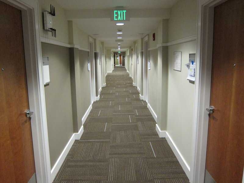 A hallway inside the newly renovated Maseeh Hall.