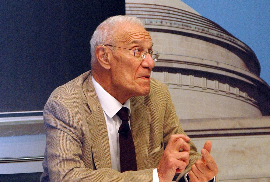 Institute Professor emeritus Robert Solow speaks during the forum.