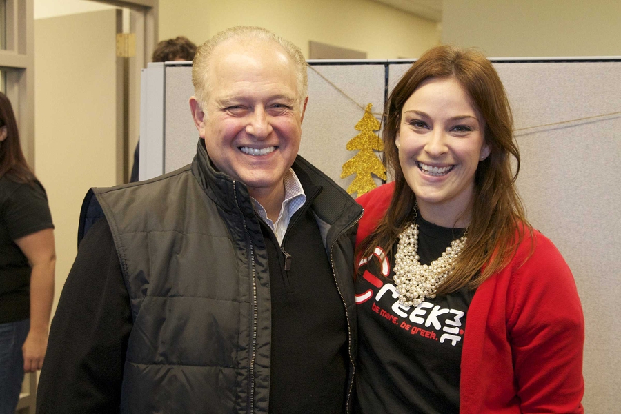 Dean for Student Life Chris Colombo and Marlena Martinez Love, assistant dean and director for Fraternities, Sororities and Independent Living Groups (FSILGs), attended the Residential Life Open House on Nov. 18.