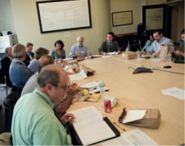The Campus Energy Task Force meets monthly throughout the academic year. At its September 2011 meeting, the group reviewed achievements from its first five years and began discussing new goals in the areas of energy efficiency, measurement and verification of energy improvements, increased community engagement, educational activities and more. 