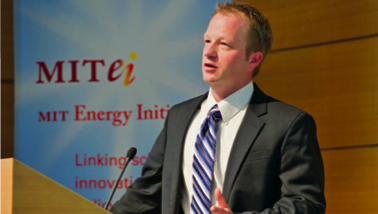 Christopher R. Knittel, the William Barton Rogers Professor of Energy Economics, discusses policy options for addressing climate change during an MIT Earth Week colloquium in April 2011. Knittel holds the first endowed chair enabled by MITEI in order to recruit faculty in key disciplines for MIT energy research and education. 