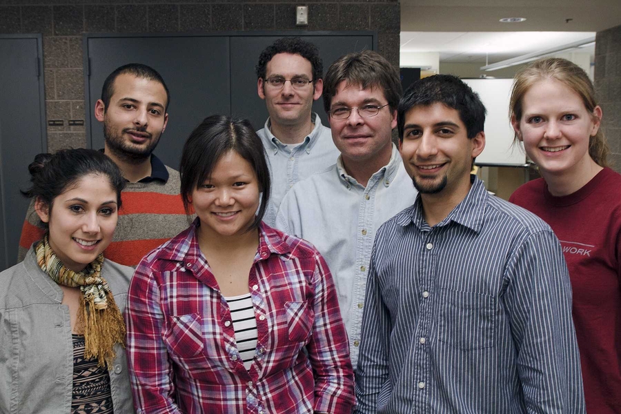 Back row, from left: Senior Yazan AlNahhas and Bose employees Mike Stark and Jeff Copeland. Front row, from left: juniors Vanessa Trevino and Elina Hu, Bose employee Darius Mobed, senior and Ashley Brown.