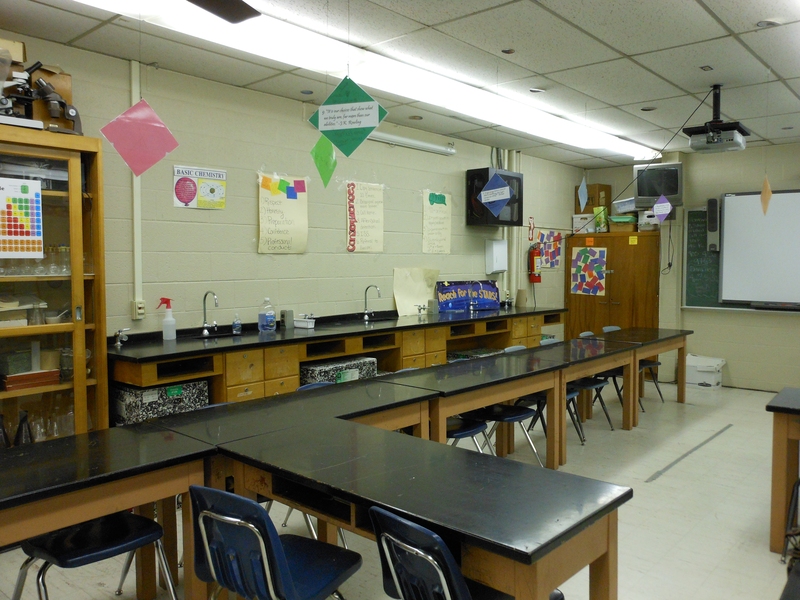 The science classroom at Webster Middle School in Oklahoma City, where junior Nikita Consul worked to develop the school's inaugural science fair.