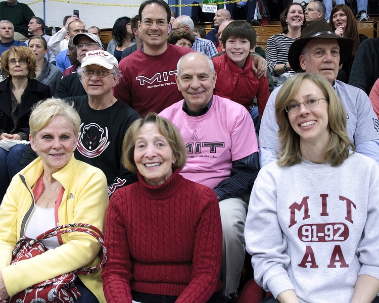 Franklin and Marshall's gym was packed with home-team supporters, but a small but vocal crowd of MIT alumni, parents and students traveled to Lancaster, Pa., to cheer on the Engineers.