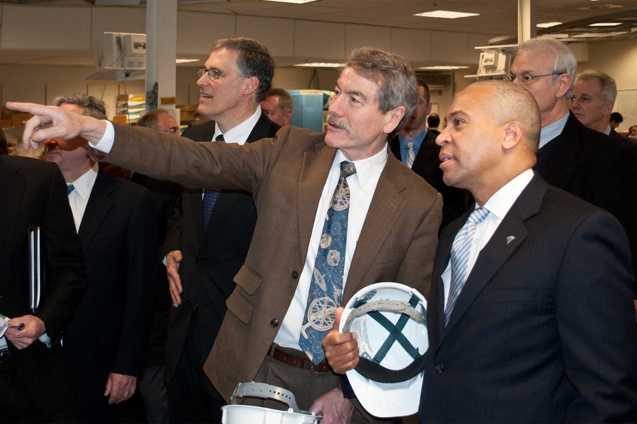 Department of Nuclear Science and Engineering Professor Ian Hutchinson shows Gov. Patrick the Alcator C-Mod Control Room.