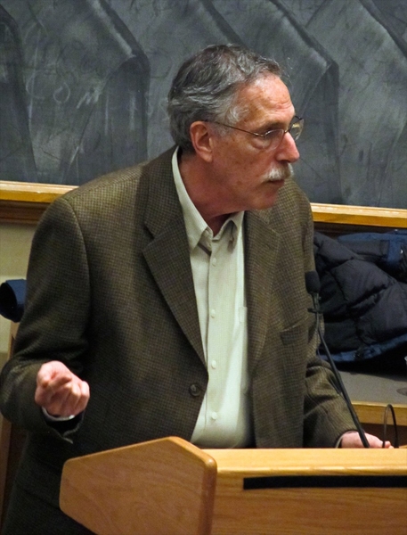 Diamond, a Nobel Prize winner, talks during the event, which was titled 'Minding the Gap: A Conversation about Economic Inequality.'