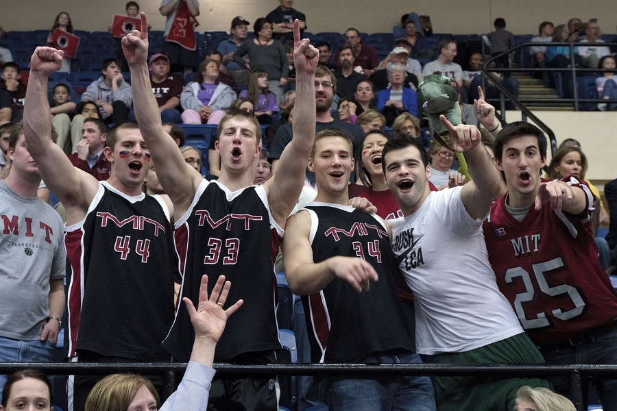 MIT students made their way to Salem to show their support for the team. The MIT section was filled with parents, professors, students, alumni, and staff cheering for the Engineers.
