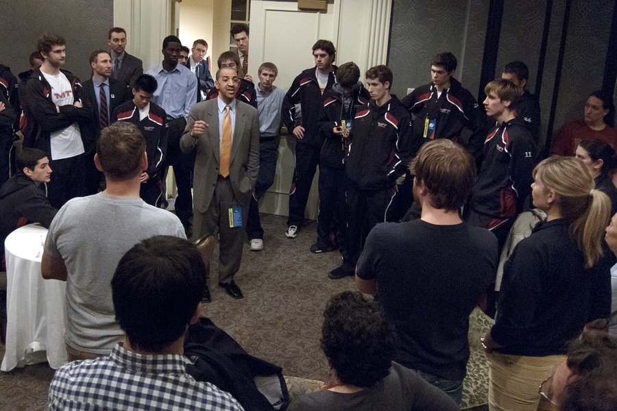 At a reception after the game, Head Coach Larry Anderson and the players thanked the families, alumni, and fans who came to cheer them on.

