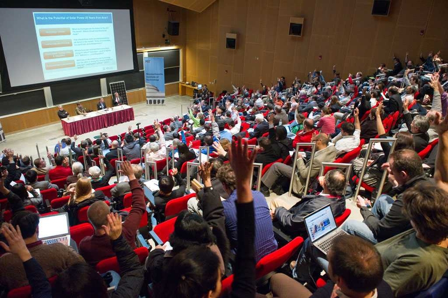 One of a series of Friday afternoon workshops at MIT featured a panel discussion on the future of solar power.