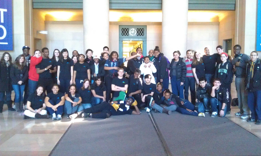 The whole Amphibious Achievement team in Lobby 7 on the first day of the Spring 2012 session.