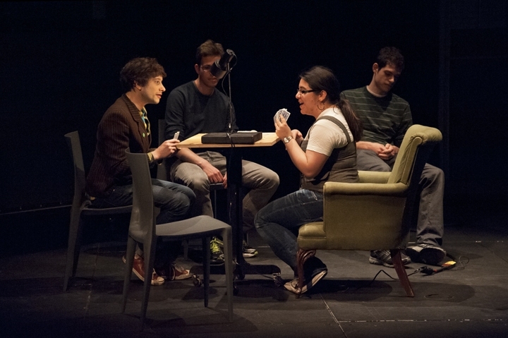 Students perform for Robert Lepage at MIT