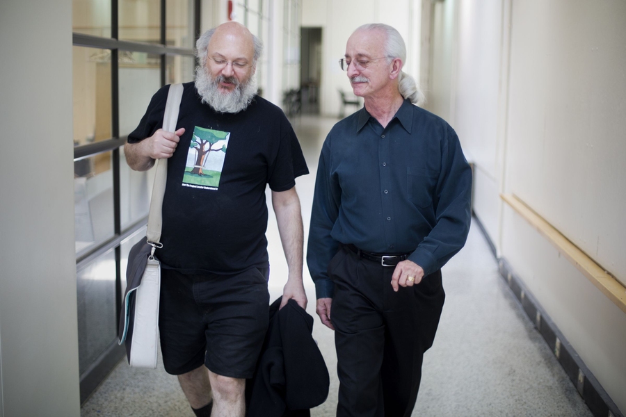 David Wallace, left, with Woodie Flowers.