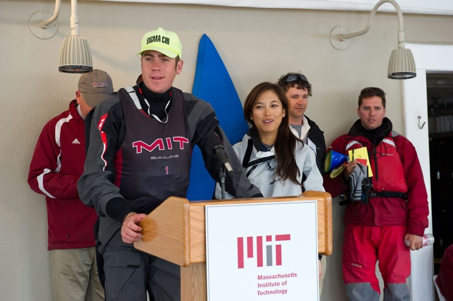 Senior captains Eamon Glackin and Steph Tong accepting the docks on behalf of MIT. 