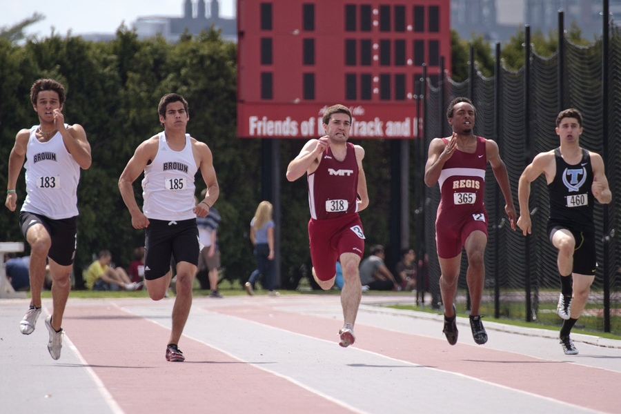 CPW was a whirlwind of activity around the Zesiger Center. Along with CPW, MIT was hosting a regional track meet, and lacrosse, rubgy and tennis games. Here, Daniel 'DJ' Ronde '13 races in the 200-meter dash. MIT's athletic program is ranked among the top in the nation in Division III.