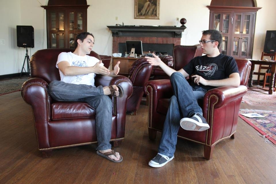 Santiago Cuellar '12 and Eyas Sharaiha '13 relax in The Number Six Club's lounge.