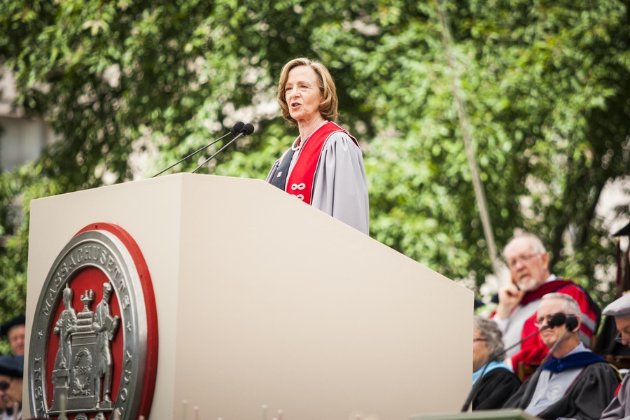 MIT President Susan Hockfield delivers the Charge to the Graduates during the Commencement ceremony. This was Hockfield's final Commencement as president of MIT. 