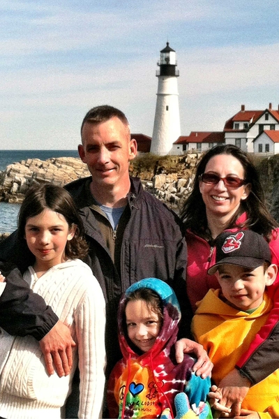 Joe and Leigh with their three children: Katie (left), Sydney, and Tommy. The McGraw family came to Boston for seven weeks so Tommy could undergo a special treatment called Proton Therapy at Massachusetts General Hospital.  