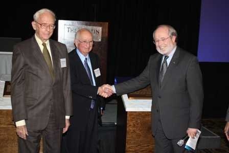 From left to right, Jay Forrester, Robert Everett and IEEE president Gordon Day at the event Wednesday.