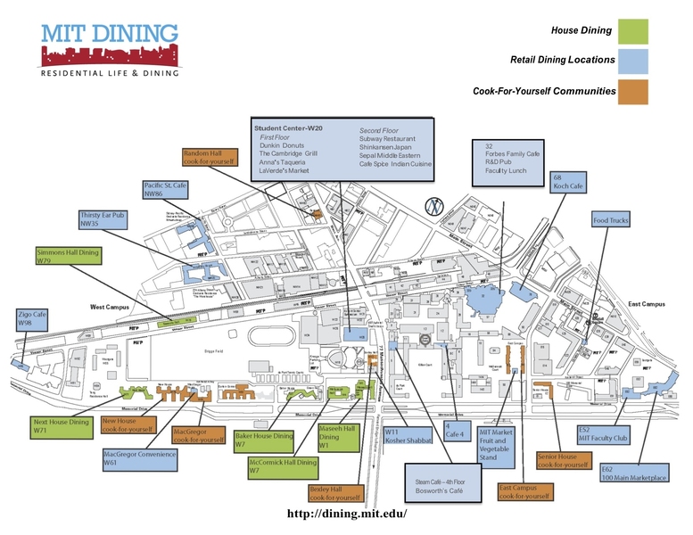 NACUFS members received a copy of MIT Dining's 'Meal Estate' maps, detailing each dining venue on MIT's campus.