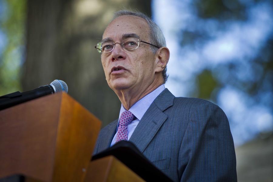 Reif delivers his remarks during the annual Freshman Convocation.