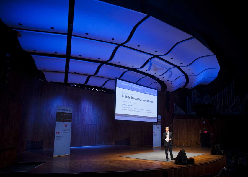School of Engineering Dean Ian Waitz delivers the opening remarks during 'Infinite Innovation,' the first of three academic symposia being held in honor of the inauguration of MIT's 17th president, L. Rafael Reif. 'Infinite Innovation' highlighted the breadth and depth of the Institute's innovation enterprise.