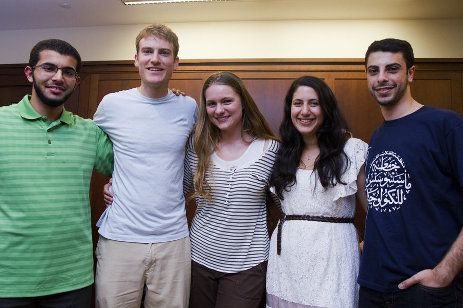 ASO member Abdulrahman Alfozan '15; Maseeh Hall GRTs Chris Love, Sarah Moshary, and Veronika Stelmakh; and Abu Hashem.