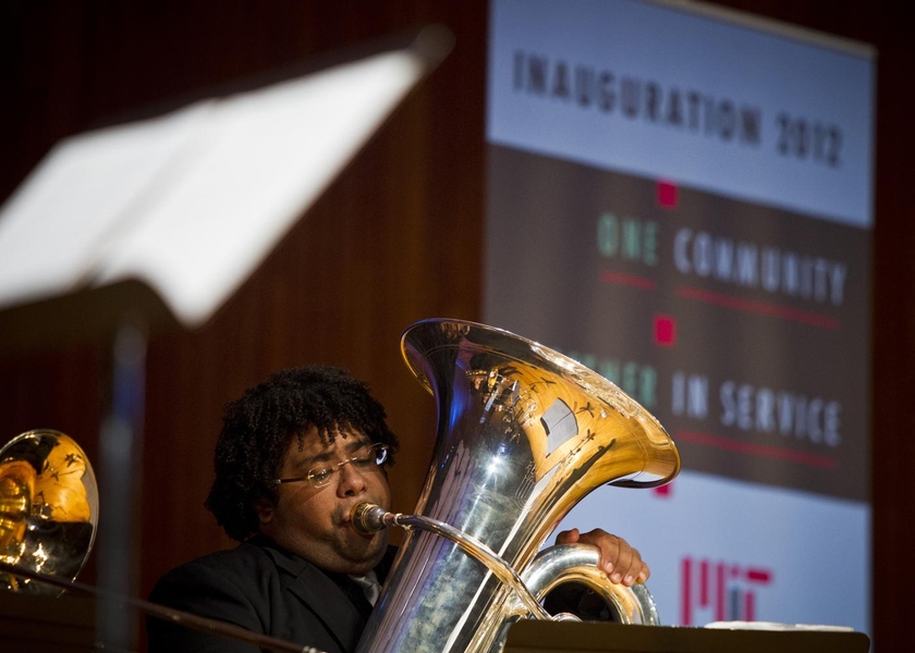 On Thursday evening, the Council for the Arts at MIT sponsored an Inauguration Celebration Concert with Venezuela's Caracas Brass, an ensemble of horns and percussion — from the larger Simón Bolívar Orchestra — that has previously toured internationally to great acclaim.