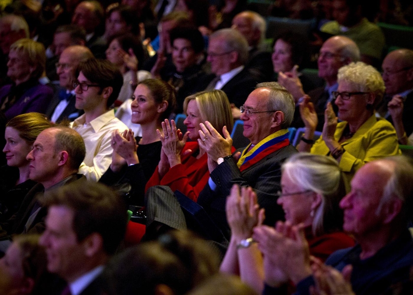 Reif and his family joined members of the MIT community in a packed Kresge Auditorium for the performance.