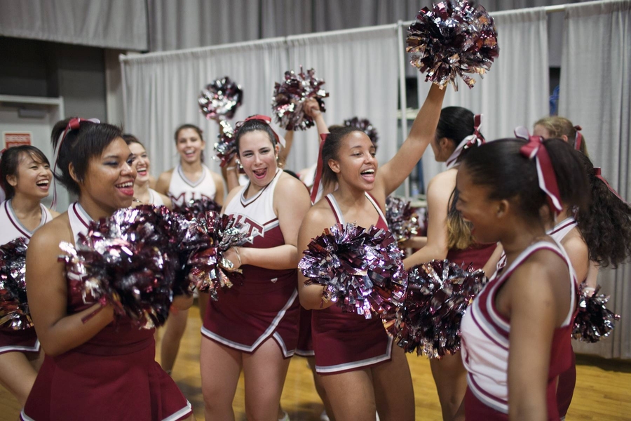 Beaver Madness featured scrimmages by both the men's and women's teams, but it wouldn't be a rally without the MIT cheerleaders.