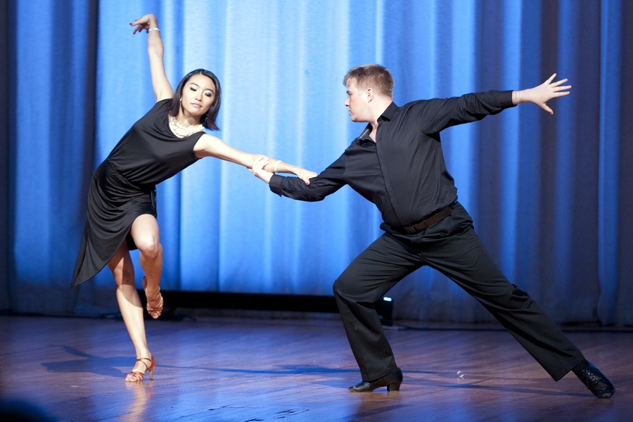 Noelle Sun and Vlad Dizhoor (MIT affiliate) performed to 'L'ultima Rumba.' Competitive ballroom dance is divided into four categories: international standard, international Latin, American smooth and American rhythm.