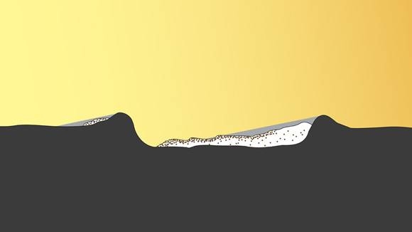 Over time, the water ice in the warmer regions vaporizes, leaving behind the more stable organic impurities at the surface.