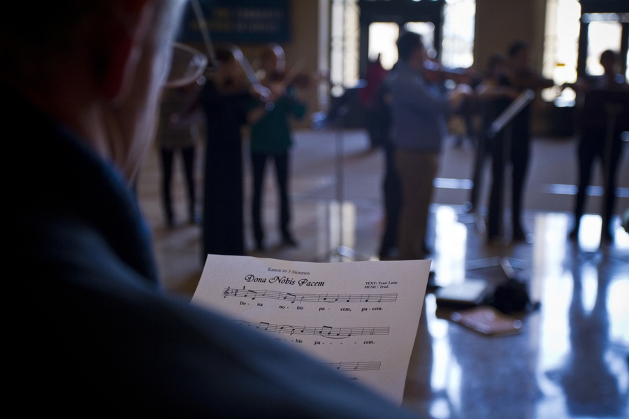 On Saturday, Dec. 15 at 11:30 a.m. in MIT's Lobby 7, string players in the MIT Symphony Orchestra and other area musicians played a musical memorial for victims of Friday's elementary-school shooting in Newtown, Conn.