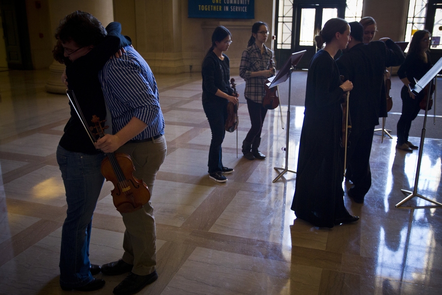 On Saturday, Dec. 15 at 11:30 a.m. in MIT's Lobby 7, string players in the MIT Symphony Orchestra and other area musicians played a musical memorial for victims of Friday's elementary-school shooting in Newtown, Conn.