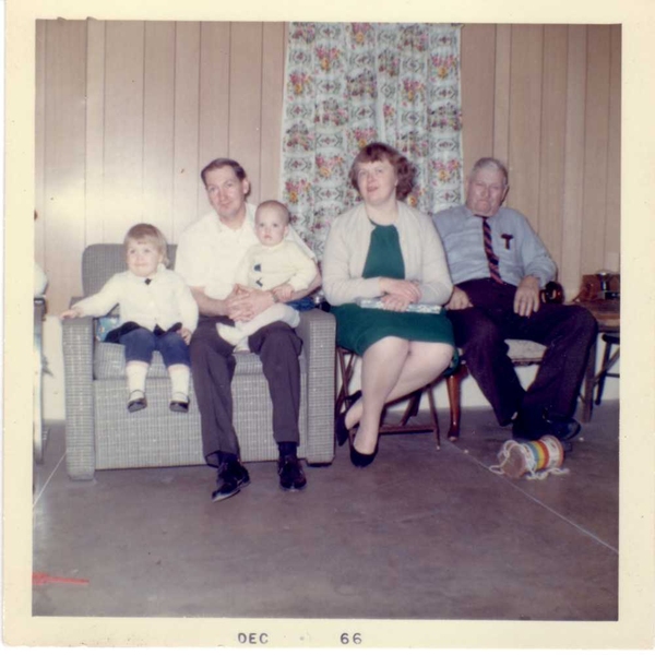 Author Chris Walley with her dad, Chuck, and other family members during Christmas 1966.