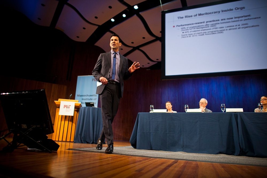 Emilio Castilla, an associate professor of management at MIT's Sloan School of Management, described his research on surprising results from merit-based policies.