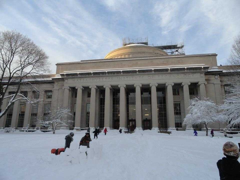 Killian Court covered in snow.