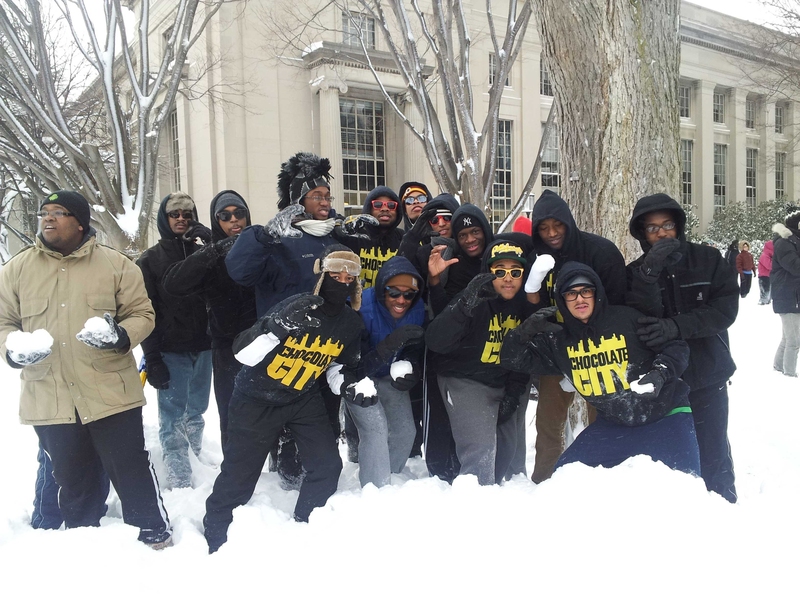 Chocolate City members pose for a snowy photo.