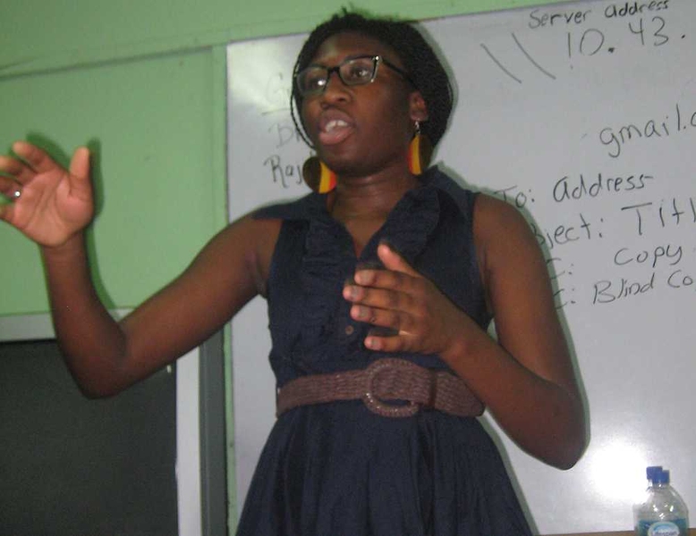 Ekuta helped run a computer-literacy program to train teachers in Jamaica.
