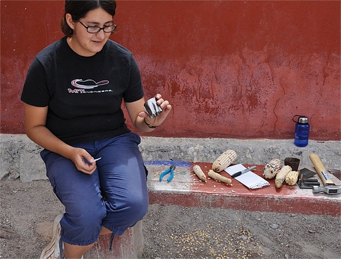Simmons at work on agricultural processing in El Gusano, Mexico.
