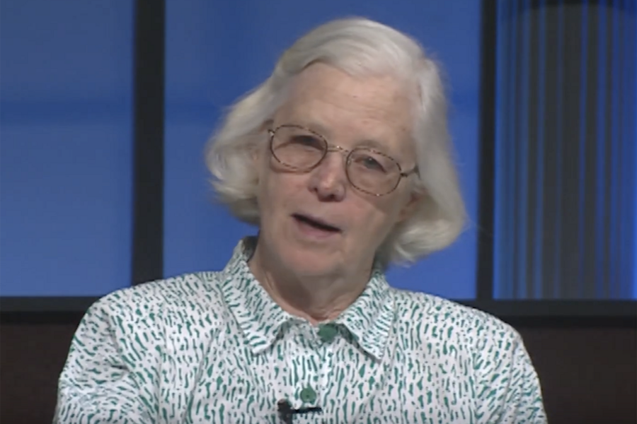 Emily Wick participates in a 1997 panel discussion on the history of women at MIT.