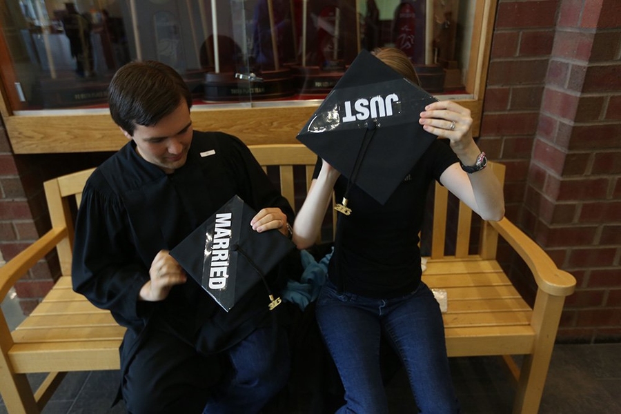 For these two graduates, Commencement wasn't their only major life milestone celebrated recently.