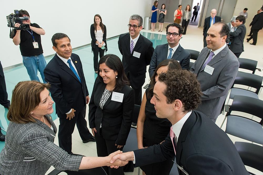 Humala met with Peruvian students during his visit.