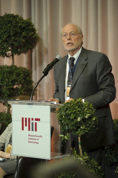 Institute Professor Phillip Sharp, of the Department of Biology and the Koch Institute for Integrative Cancer Research, discussed advanced manufacturing at the event.
