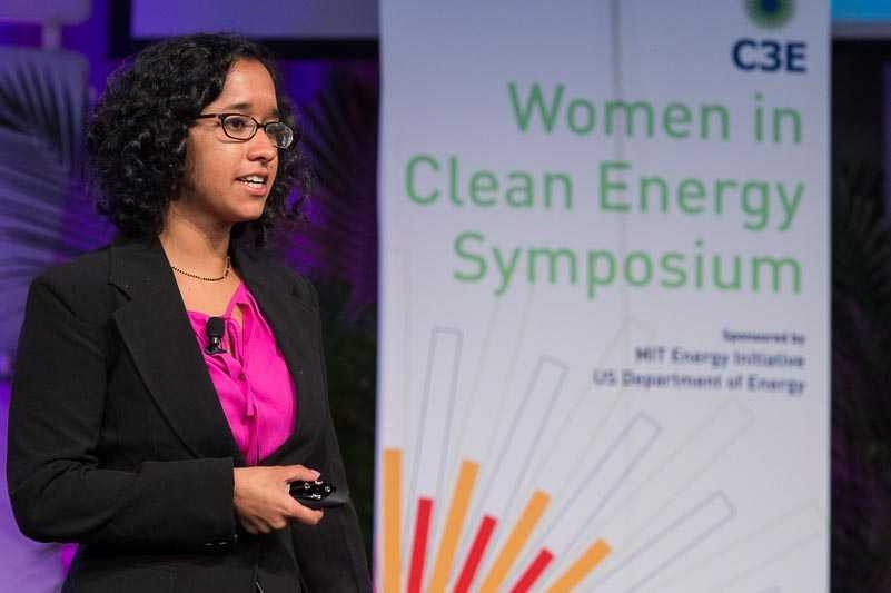 Priyanka Chatterjee, a junior studying mechanical and ocean engineering, spoke at the event.